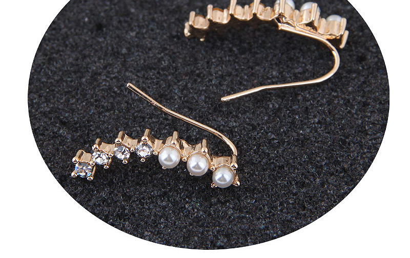 Elegant Gold Color Full Diamond&pearls Ecorated Tassel Earrings,Stud Earrings