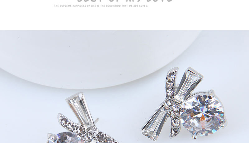 Elegant White Bowknot Shape Decorated Earrings,Stud Earrings