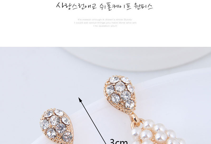 Elegant Gold Color Full Pearls Design Water Drop Shape Earrings,Stud Earrings