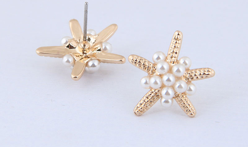 Elegant Gold Color Starfish Shape Design Pure Color Earrings,Stud Earrings