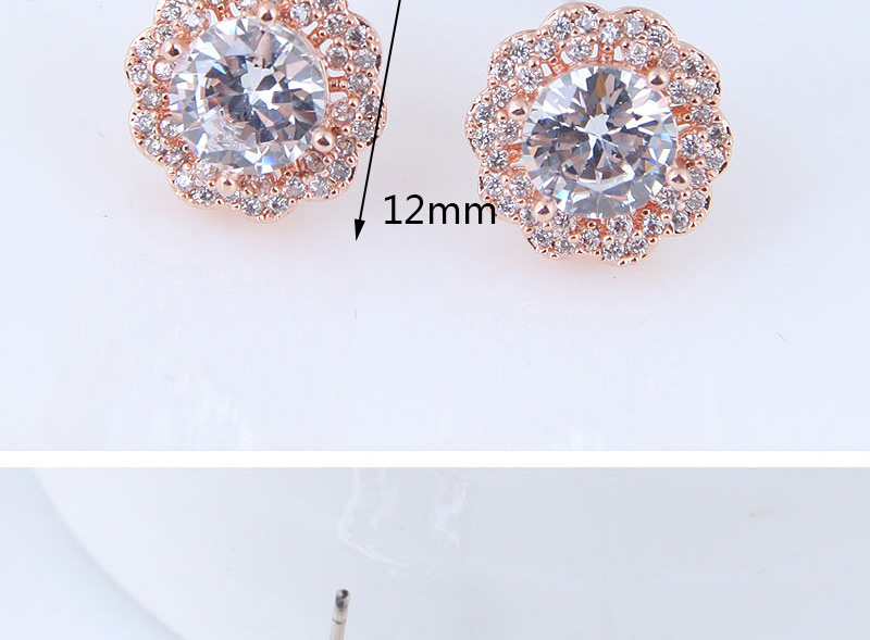 Fashion Rose Gold Round Shape Decorated Earrings,Stud Earrings