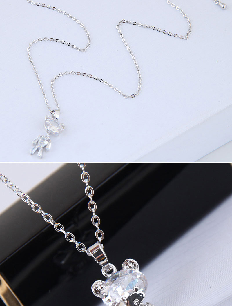 Fashion Silver Color Bear Shape Decorated Necklace,Necklaces