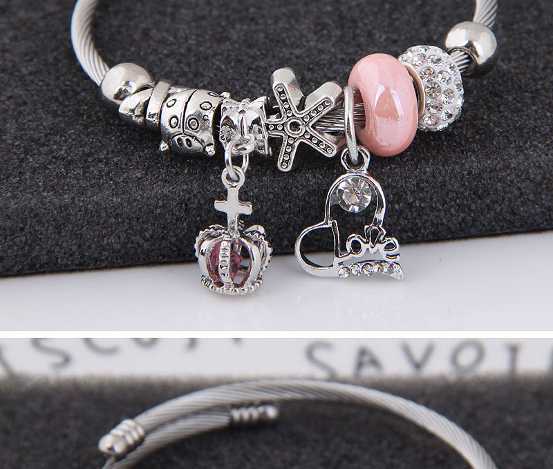 Fashion Pink Crown Shape Decorated Bracelet,Fashion Bangles
