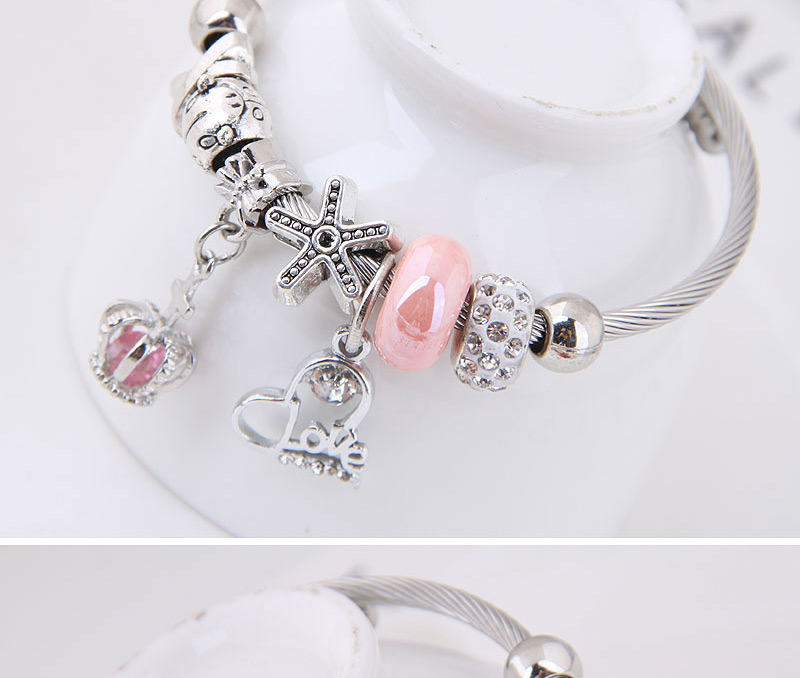 Fashion Pink Crown Shape Decorated Bracelet,Fashion Bangles