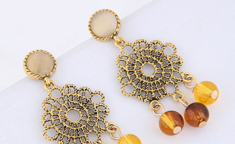 Fashion Yellow Hollow Out Design Pure Color Earrings,Drop Earrings