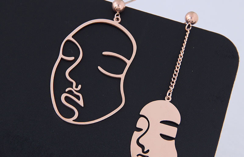 Fashion Rose Gold Face Shape Decorated Earrings,Earrings