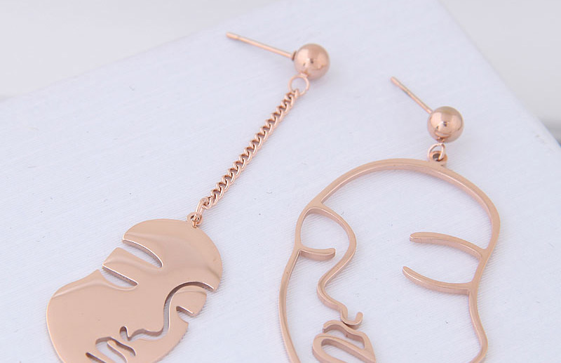 Fashion Rose Gold Face Shape Decorated Earrings,Earrings