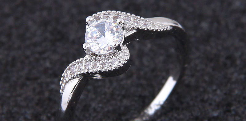 Elegant Silver Color Diamond Decorated Ring,Fashion Rings