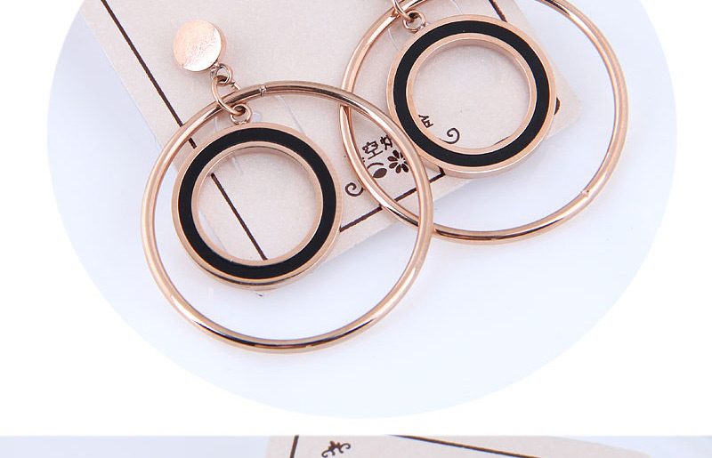 Fashion Rose Gold Circular Ring Shape Decorated Earrings,Earrings