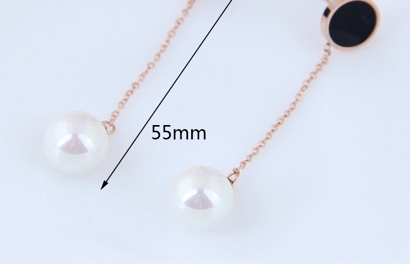 Fashion Rose Gold+white Pearl Decorated Earrings,Earrings