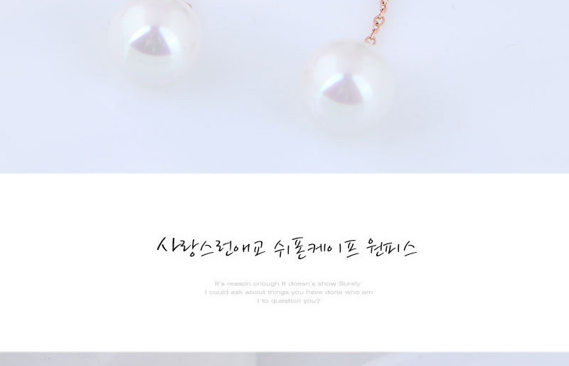 Fashion Rose Gold+white Pearl Decorated Earrings,Earrings