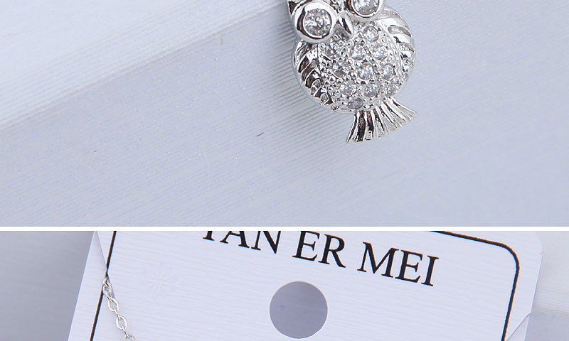 Elegant Silver Color Owl Shape Decorated Necklace,Necklaces