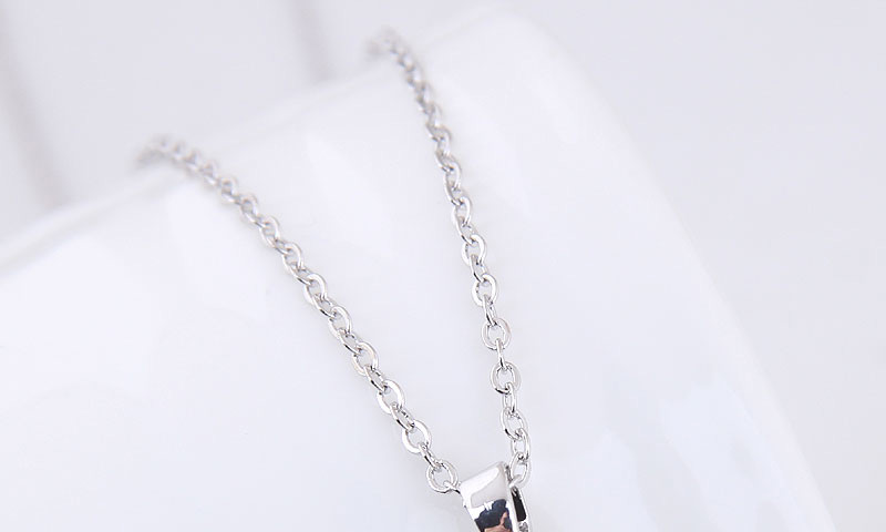 Elegant Silver Color Heart Shape Decorated Necklace,Necklaces