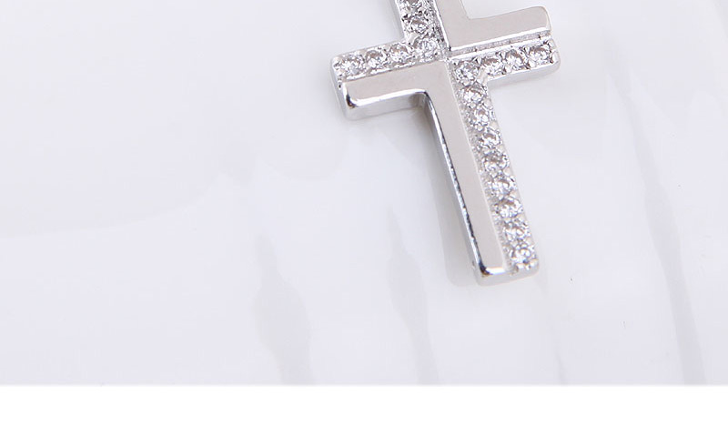 Elegant Silver Color Cross Shape Decorated Necklace,Necklaces