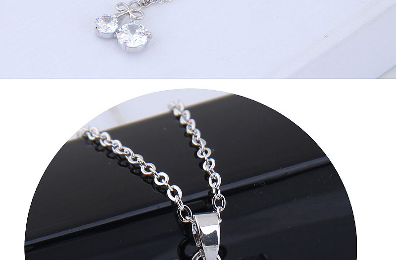 Elegant Silver Color Cherry Shape Decorated Necklace,Necklaces