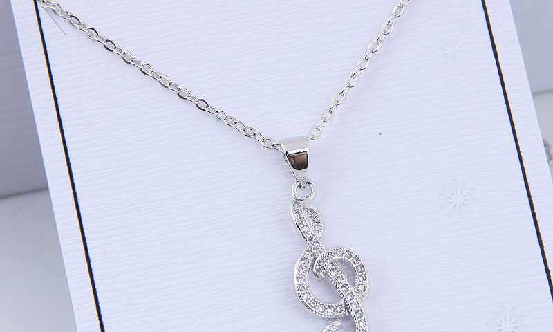 Elegant Silver Color Music Notes Shape Decorated Necklace,Necklaces