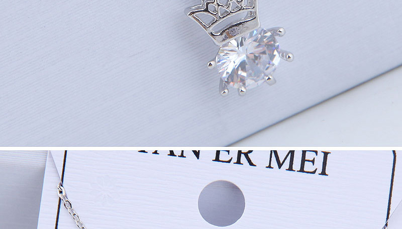 Elegant Silver Color Crown Shape Decorated Necklace,Necklaces