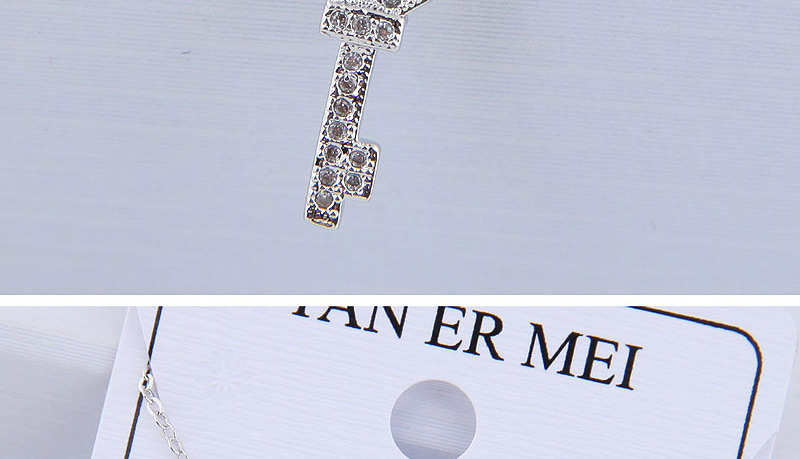 Elegant Silver Color Key Shape Decorated Necklace,Necklaces