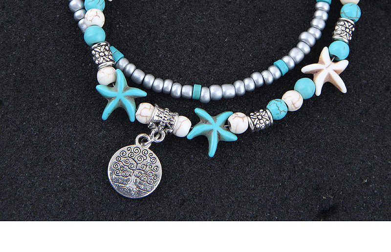 Elegant Blue+silver Color Tree&starfish Pendant Decorated Anklte,Fashion Anklets