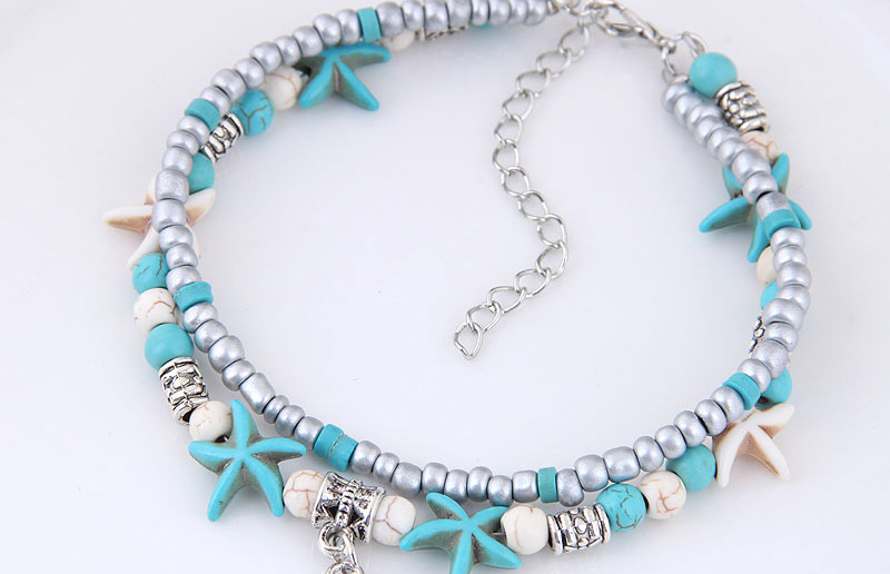 Elegant Blue+silver Color Tree&starfish Pendant Decorated Anklte,Fashion Anklets