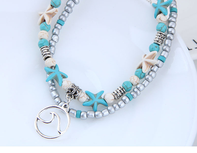 Elegant Blue+silver Color Bird&starfish Pendant Decorated Anklte,Fashion Anklets