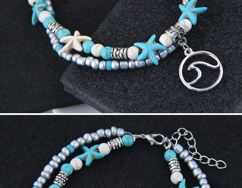Elegant Blue+silver Color Bird&starfish Pendant Decorated Anklte,Fashion Anklets