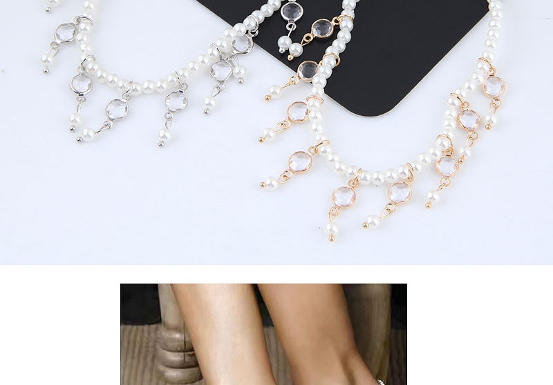 Elegant Gold Color Pearls Decorated Tassel Anklet,Fashion Anklets