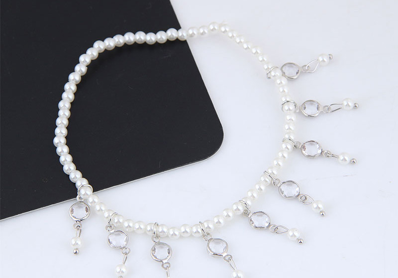 Elegant Silver Color Pearls Decorated Tassel Anklet,Fashion Anklets
