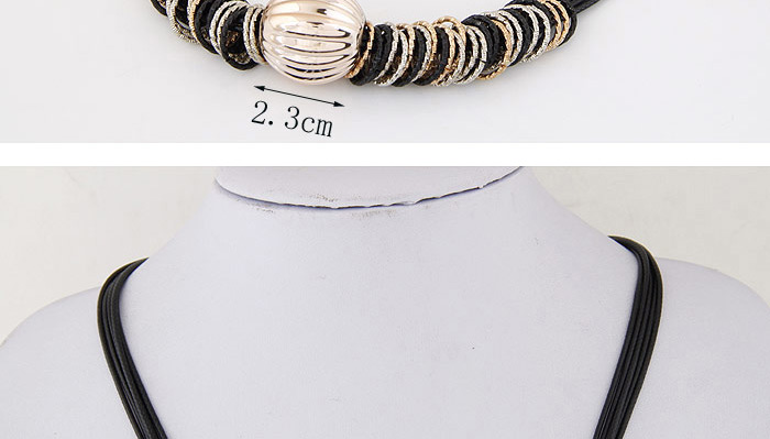 Fashion Gold Color+black Circular Rings Decorated Simple Necklace,Bib Necklaces