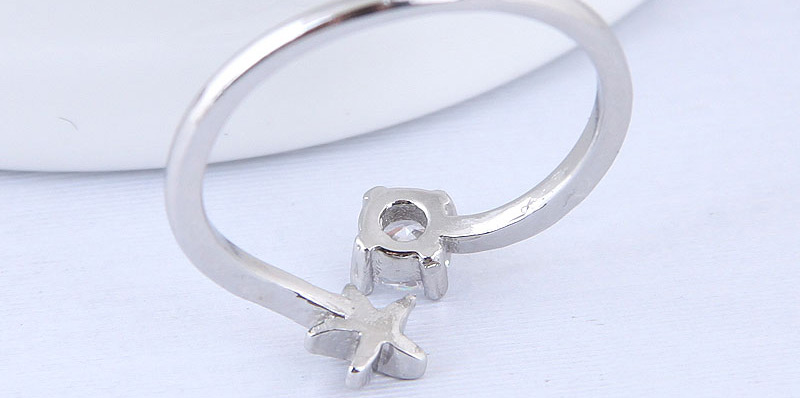 Elegant Silver Color Star Shape Decorated Opening Ring,Fashion Rings