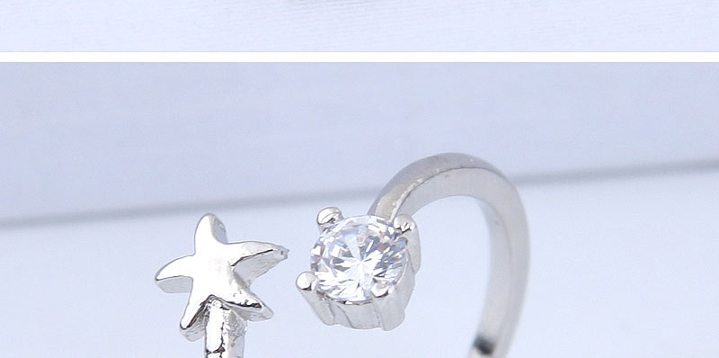 Elegant Silver Color Star Shape Decorated Opening Ring,Fashion Rings