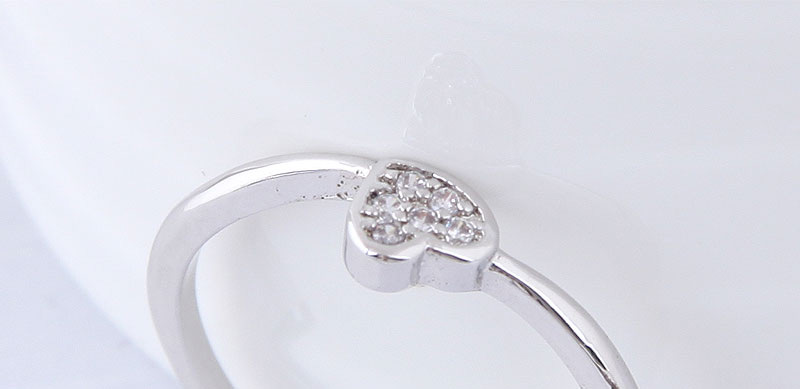 Elegant Silver Color Heart Shape Decorated Pure Color Ring,Fashion Rings