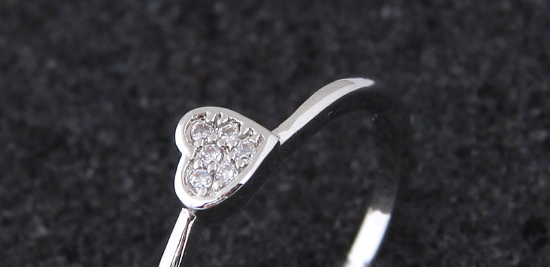 Elegant Silver Color Heart Shape Decorated Pure Color Ring,Fashion Rings