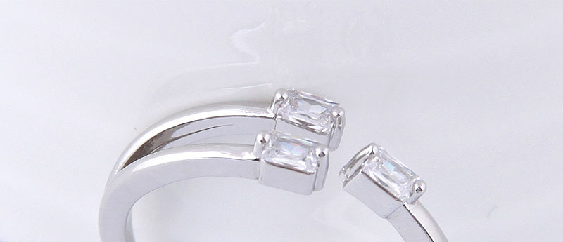 Elegant Silver Color Square Shape Diamond Decorated Ring,Fashion Rings