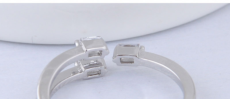 Elegant Silver Color Square Shape Diamond Decorated Ring,Fashion Rings
