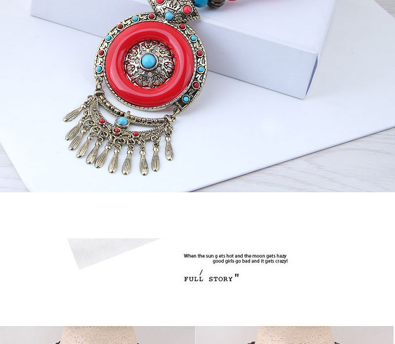 Fashion Red Round Shape Decorated Tassel Necklace,Pendants