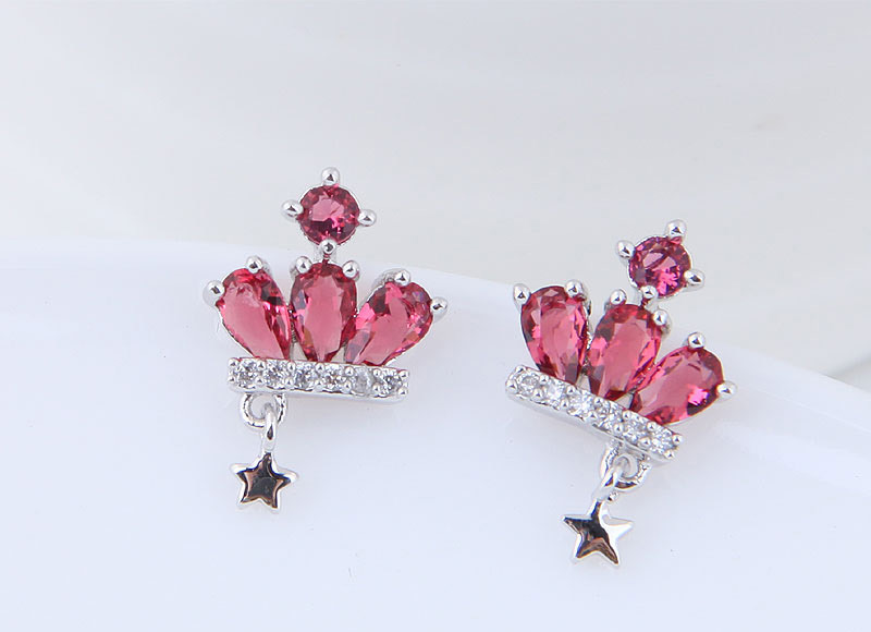Fashion Pink Crown Shape Decorated Earrings,Stud Earrings