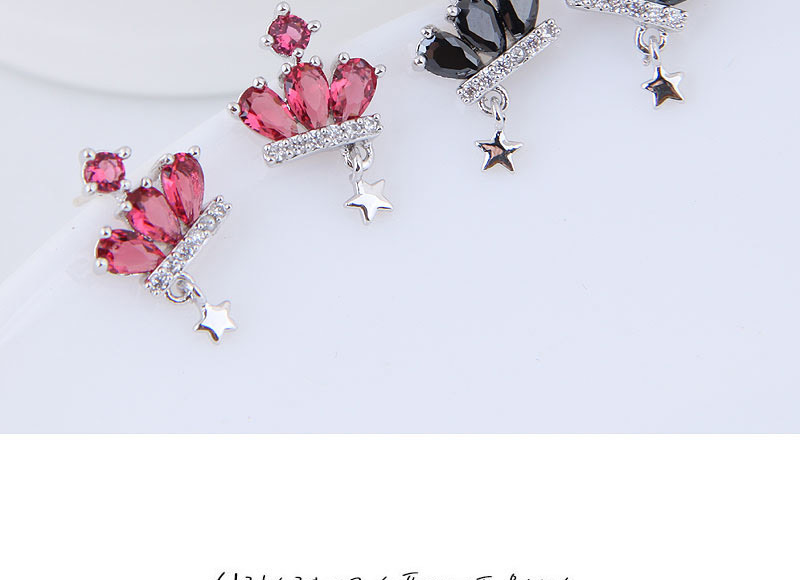 Fashion Pink Crown Shape Decorated Earrings,Stud Earrings