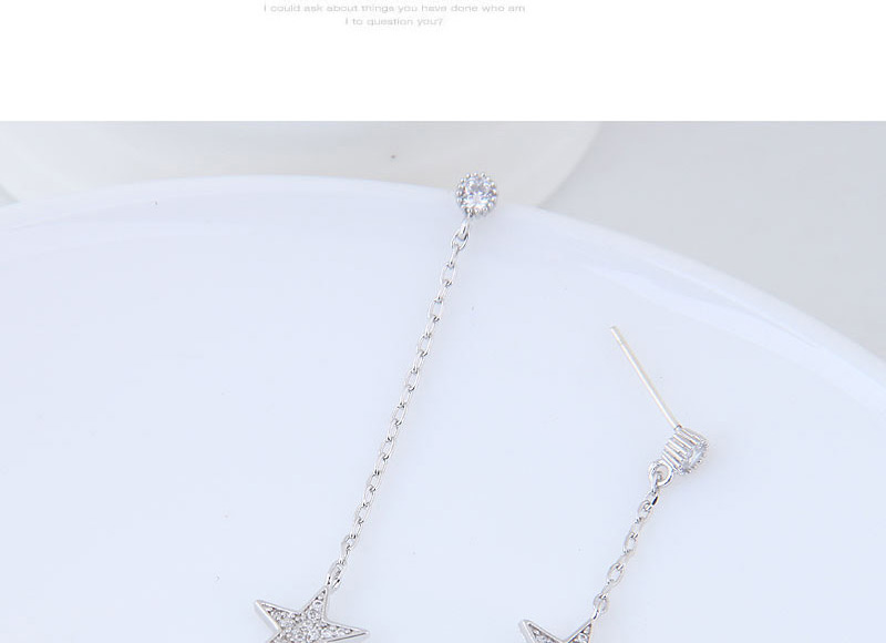 Simple Silver Color Star Shape Decorated Earrings,Drop Earrings