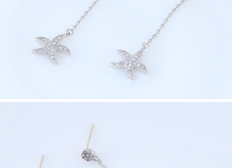 Simple Silver Color Starfish Shape Decorated Earrings,Drop Earrings