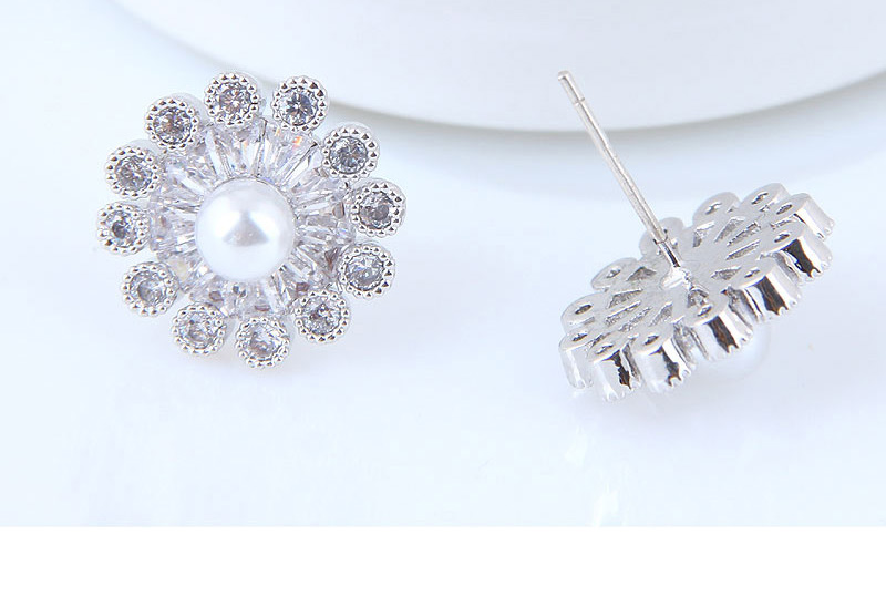 Simple Silver Color Diamond&pearl Decorated Earrings,Stud Earrings