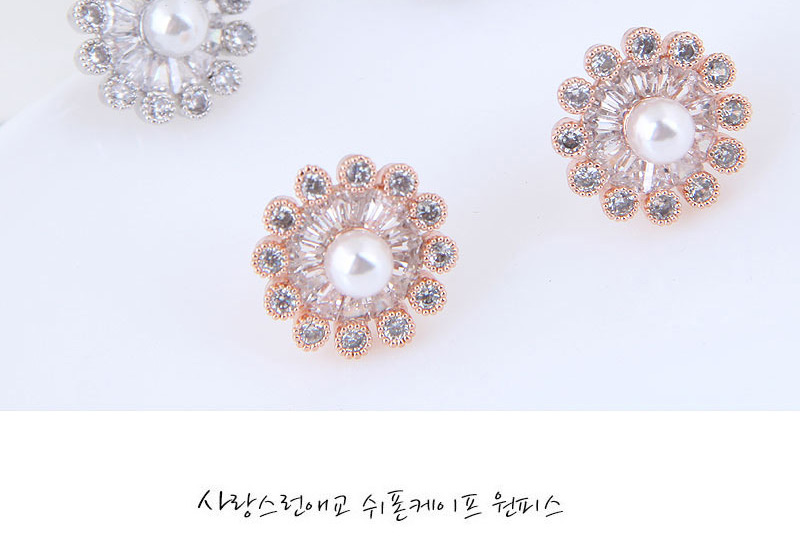 Simple Silver Color Diamond&pearl Decorated Earrings,Stud Earrings