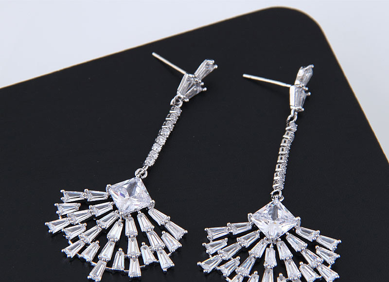 Fashion Silver Color Sector Shape Decorated Pure Color Earrings,Drop Earrings