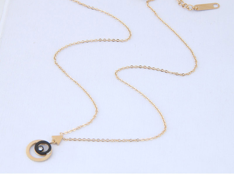 Fashion Rose Gold Triangle Shape Decorated Necklace,Necklaces