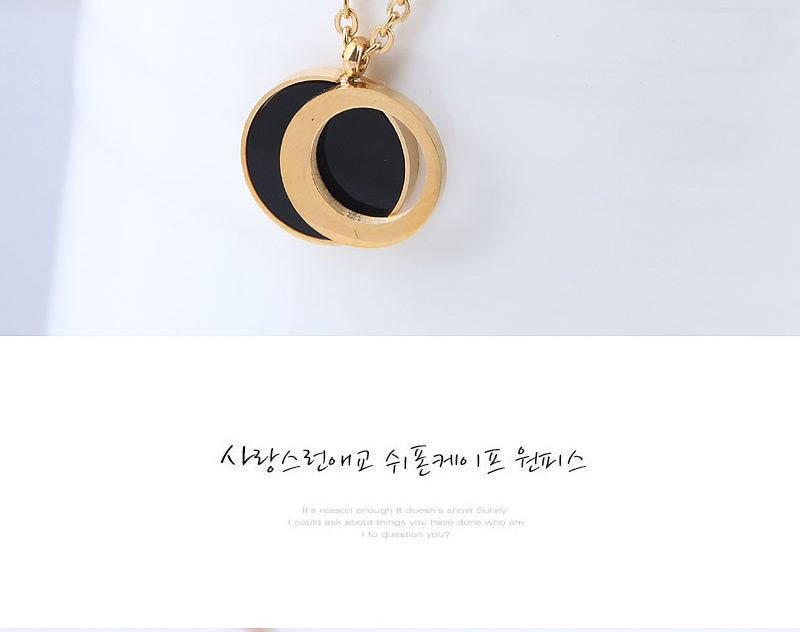 Fashion Rose Gold+black Round Shape Decorated Necklace,Necklaces