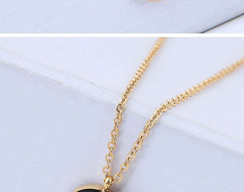 Fashion Gold Color+black Round Shape Decorated Necklace,Necklaces