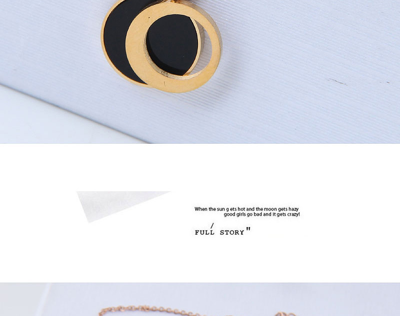 Fashion Rose Gold+black Round Shape Decorated Necklace,Necklaces