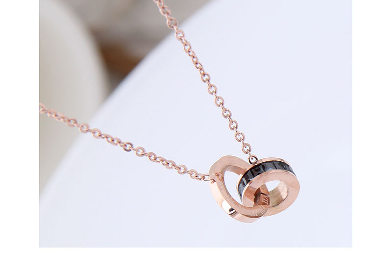 Fashion Rose Gold Round Shape Decorated Necklace,Necklaces