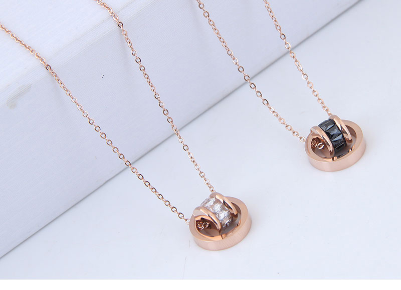 Fashion Rose Gold Diamond Decorated Pure Color Necklace,Necklaces