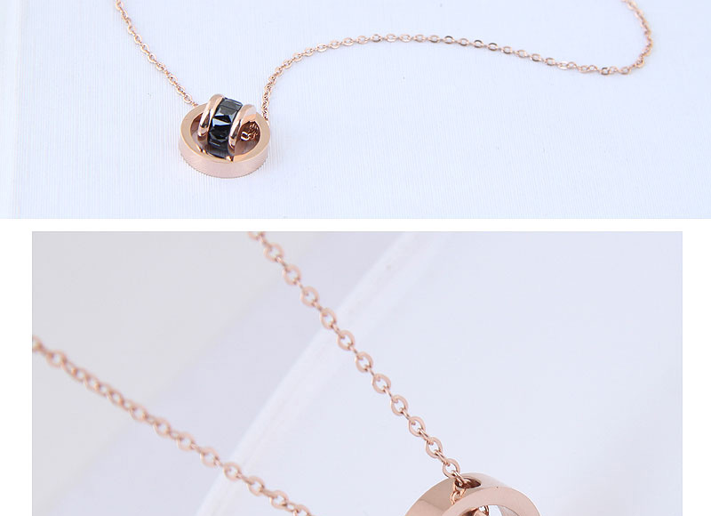 Fashion Rose Gold+black Diamond Decorated Pure Color Necklace,Necklaces